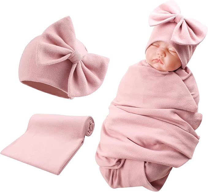 Bamery Newborn Baby Girl Hat Cotton Baby Bow Beanie Preemie Hats Spring Infant Hats for Girls 0-12 Months