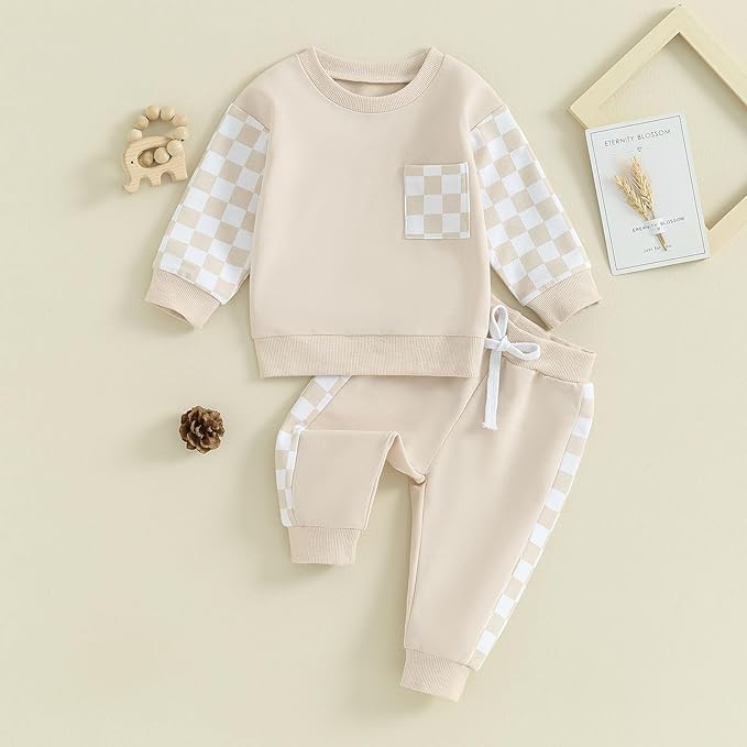 Fernvia Toddler Baby Girl Clothes 3 6 9 12 18 24 Months Fall Outfits Solid Long Sleeve Sweatshirt Tops + Pants Set