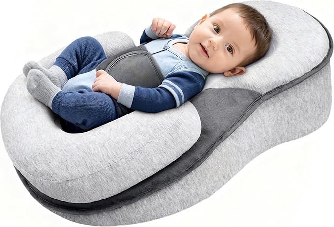 Baby Lounger Pillow, Rest Nest Bassinet Snuggle wih Safety Strap Breastfeeding Pillow for Bottle Feeding Tummy Time
