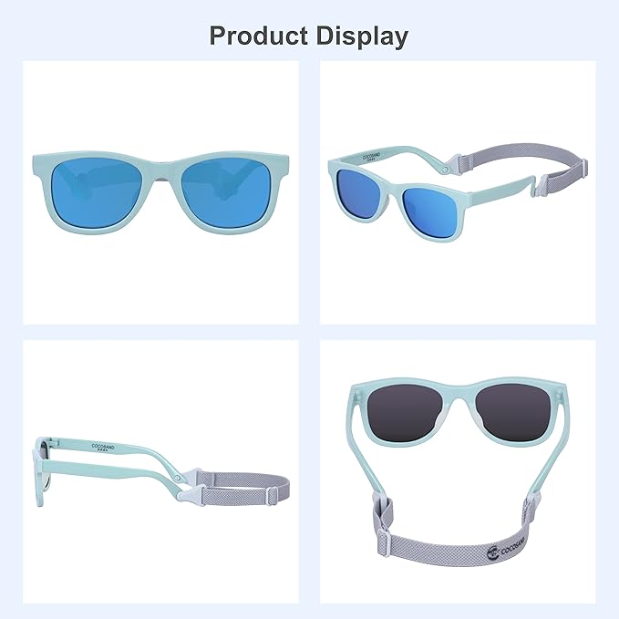 COCOSAND Flexible Baby Sunglasses with Strap Polarized UV Protection for Toddler Infant Newborn Boy Girl Age 0-24 Months