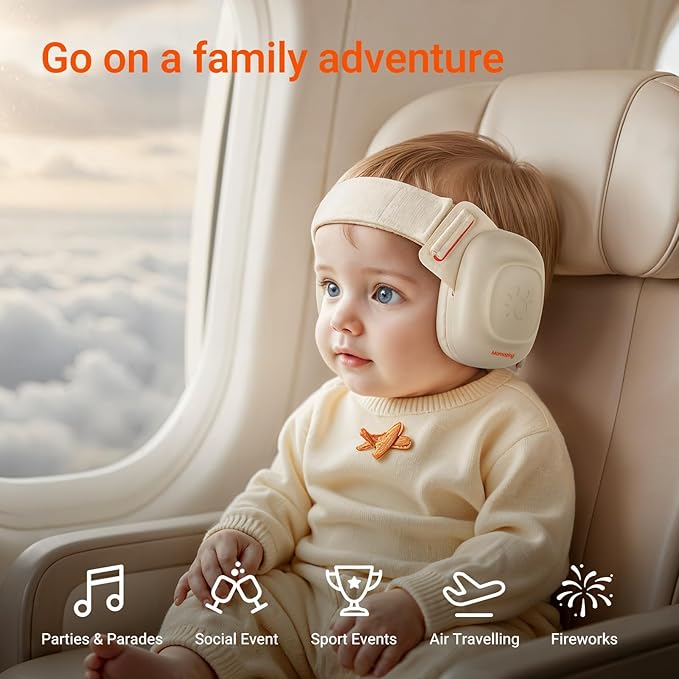 MAMAZING Baby Ear Protection for Infants and Toddlers (3 to 48 Months), 25dB Noise Cancelling Headphones for Travel, Airplanes, Concerts – CE & ANSI Certified Hearing Protection & Improves Sleep