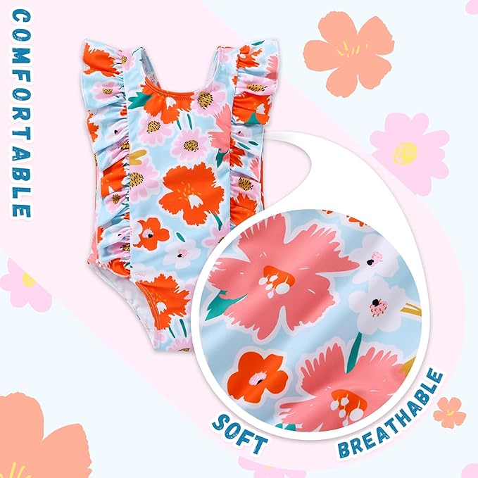 Newborn Baby Girl Ruffle Swimsuit Infant Toddler One Piece Floral Bikini Beach Bathing Swimwear Set