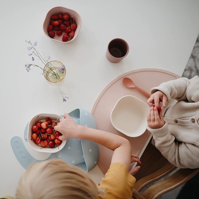 mushie Silicone Placemat for Kids | BPA-Free Non-Slip Design (Powder Pink Confetti)