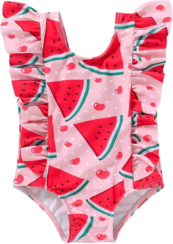 Newborn Baby Girl Ruffle Swimsuit Infant Toddler One Piece Floral Bikini Beach Bathing Swimwear Set