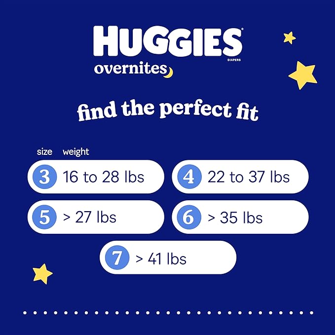 Huggies Size 5 Overnites Baby Diapers: Overnight Diapers, Size 5 (27+ lbs), 100 Ct (2 Packs of 50), Packaging May Vary