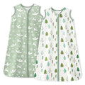 Baby Sleep Sack 0-6 Months 1.0 Tog Baby Wearable Blanket 100% Cotton Sleeping Sack with 2-Way Zipper for Infant Newborn Green Tree