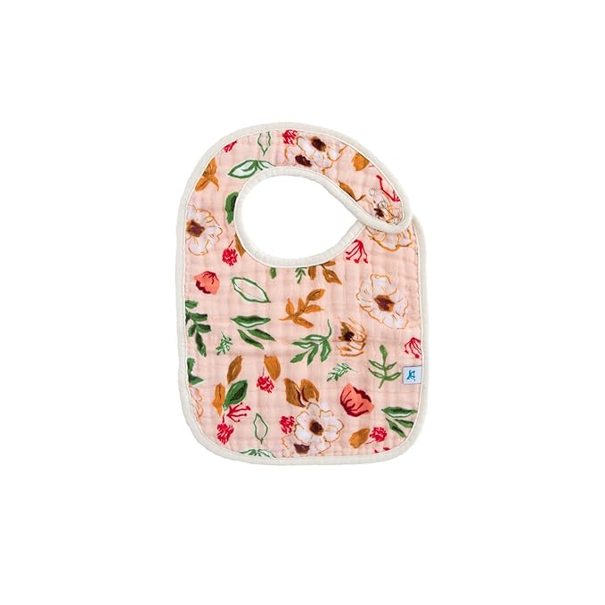 Little Unicorn Premium Classic Bib 3 pack | Adjustable as baby grows | Soft fabric on skin | Great for first time eaters (Vintage Floral)