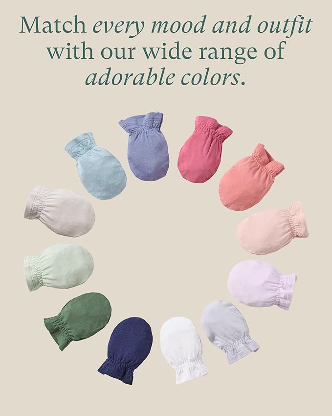 PurComfy SuperSoft Baby Mittens, Bamboo Viscose Infant Newborn Mittens for Girls Boys No Scratch Gloves 6 Pack
