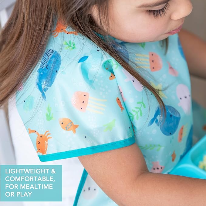 Bumkins Bibs - Toddler Bibs, Waterproof, Large for 1-3 Years, Short Sleeve
