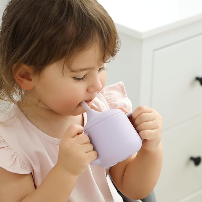 Moonkie Baby Training Cup & Sippy Cup Set | 4 Months+ | Baby-Led Weaning Essential | Gift for Infants (Blush Cup Set, 2 Pack)
