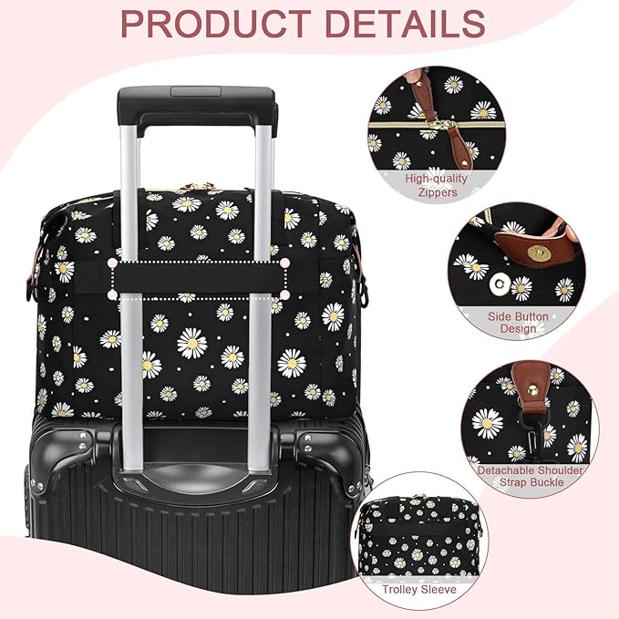 Pritent Diaper Bag Tote - Diaper Baby Bags with Pacifier Case, Shoulder Straps, Stroller Clips, Waterproof Large Mommy Maternity Travel Baby Bag for Mom and Dad, Daisy, Medium