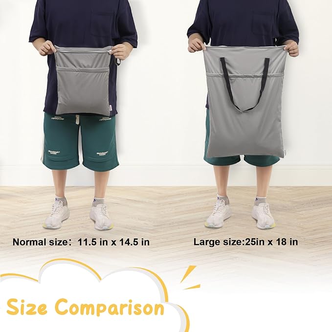 ALVABABY 2 Pack Large Wet Dry Bag Waterproof Hanging Cloth Diaper with Double Zippered Pockets 25x18 inches Laundry Bag HL-LW28Z75