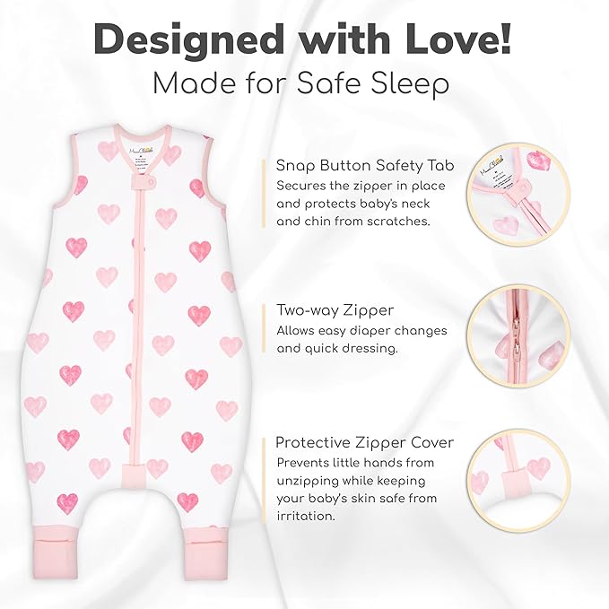 Mama Cheetah Toddler Sleep Sack with Feet 3T-4T, 1.0 TOG Organic Cotton Baby Wearable Blankets with Legs, Baby Sleeping Bag for Walkers, Early Walker Large