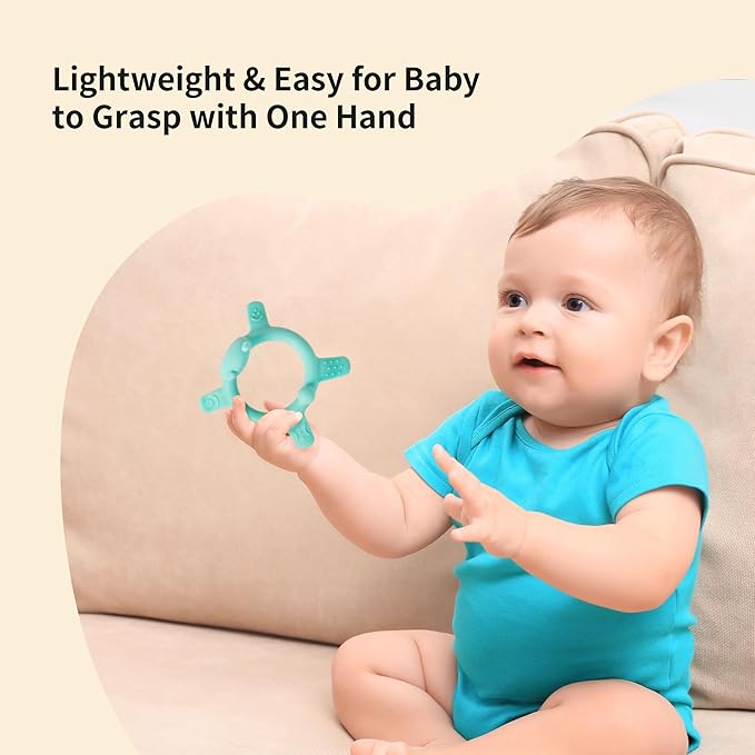 Pigeon Silicone Baby Teether – Multi-Textured Teething Relief Toys, Lightweight & Easy to Grasp, 6+ Months (Orange Deer, 1 Count)