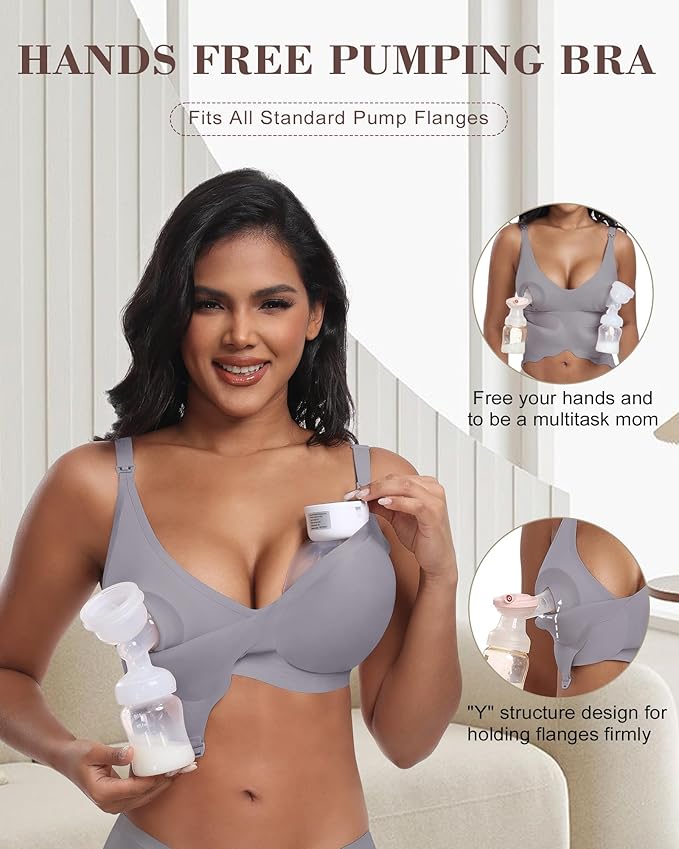 As Fairy Wireless Seamless Pumping Bra Hands Free Nursing Bra Wirefree Comfort Wearable Breast Pump Brass