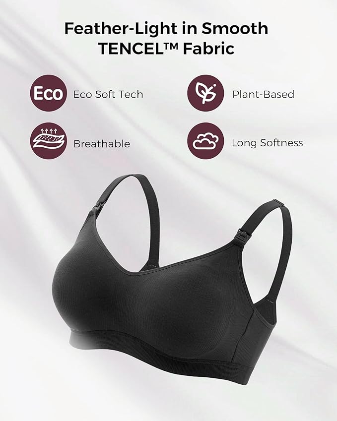 Momcozy Hands-Free Pumping Bra, Wireless & Seamless HF010 Breast Pump Bra, Breathable Tencel™ Fabric & Fully Fixed Cups