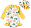 Aalizzwell Baby Girls Long Sleeve One Piece Swimsuit with Hat
