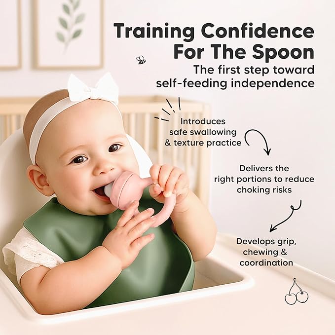 KeaBabies Baby Fruit Feeder 2pk - Silicone Baby Food Feeder for Babies 6-12 Months, Breast Milk Popsicle for Teething, Weaning, Freeze Frozen Solid Food, BPA-Free Infant Feeding Essential (Mist Rose)