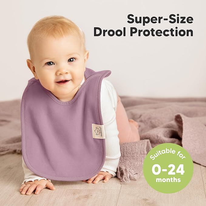8-Pack Baby Bibs for Boys, Girls - Pullover Bibs for Drooling Teething Baby Girl & Boy Toddler, Newborn, Soft & Absorbent, Cute Colors, Large Torso Coverage Keep Infant Clean & Dry (Mauve)