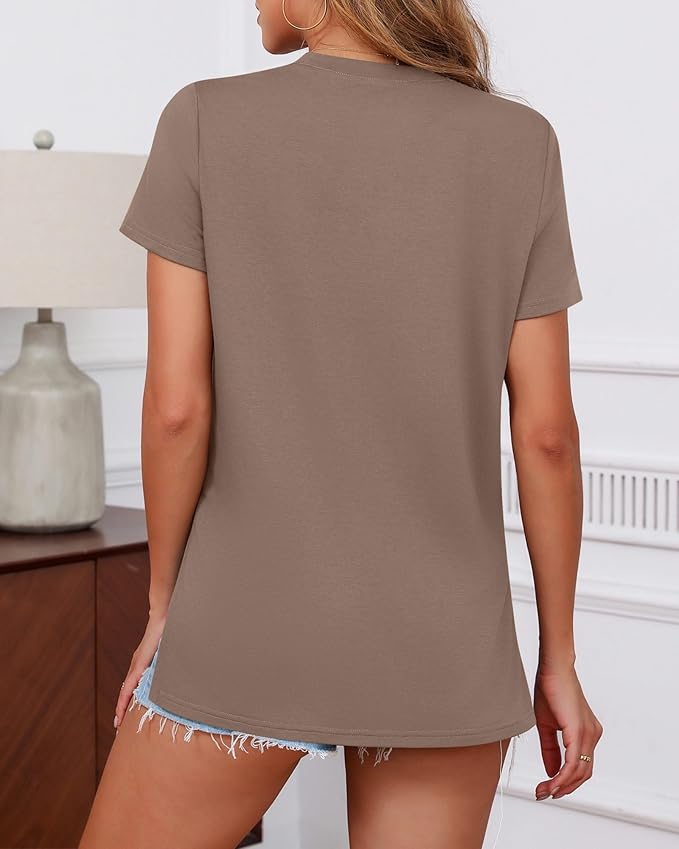 Ficerd 3 Pack Women's Maternity T Shirts, Short Sleeve Side Split Pregnancy Tops Casual Crew Neck Pregnant Tees Mama Clothes