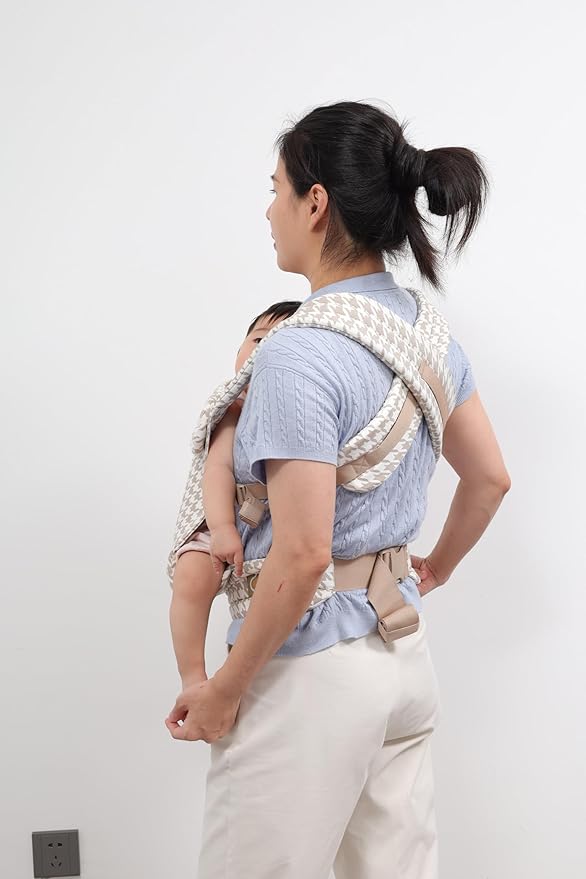 Baby Carrier for Newborns to Toddlers, 2025 Upgraded Houndstooth Adjustable Soft Cotton Linen Carrier, 4-in -1 Lightweight Front and Back Ergonomic Baby Holder Carrier