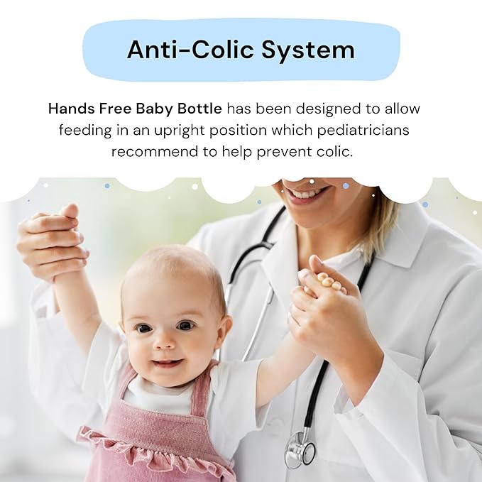 Hands-Free Baby Bottle - Anti-Colic Nursing System 9 oz Baby Bottle with Fast Flow Nipple/Teat 3m+ Infant with Tube Straw Feeding System for Toddler (2 Bottles - Elephant)
