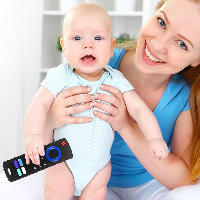 2Pcs Silicone Teething Toys, Remote Control Shape Teethers for Babies Remote Teething Toys, Silicone TV Remote Teether BPA Free/Refrigerator Safe