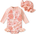 Aalizzwell Baby Girls Long Sleeve One Piece Swimsuit with Hat