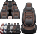 JOJ Car Seat Cover Fit for Toyota Highlander 2001-2025,7 Seat Car Seat Cover,No-Slip Waterproof Breathable Faux Leather,Full Set with Pillow Steering Wheel Covers,Black Coffee