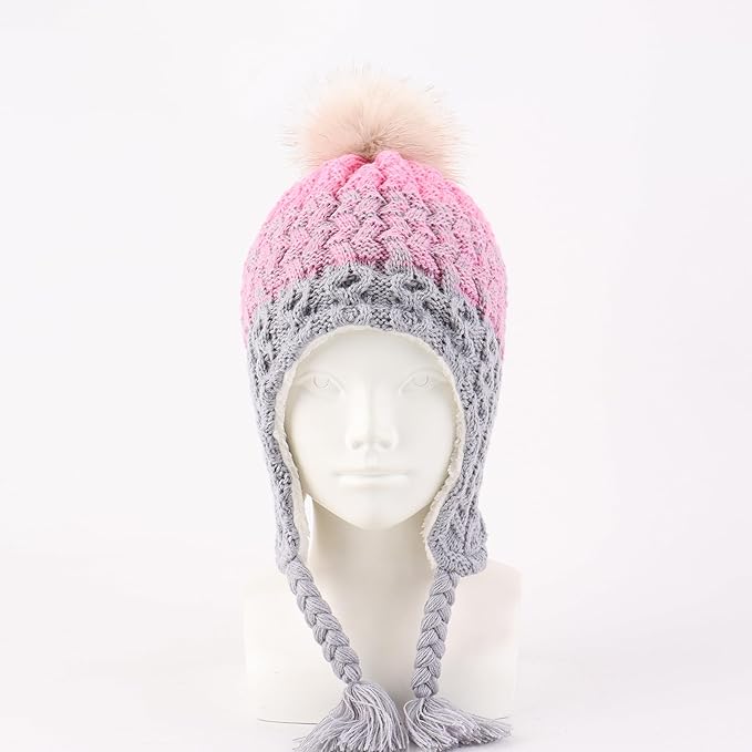 LANGZHEN Toddler Kids Infant Winter Hat,Earflap Knit Warm Cap Fleece Lined Beanie for Baby Boys Girls