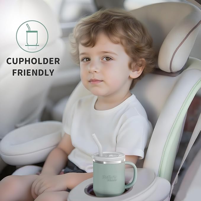 Bella's Friends Handy Mini Tumbler – Adorable 9 oz Sippy Cup for Toddlers 1-3 years old, Flexible Straw, Stainless Interior & Silicone Body, Leak‑Proof, Dishwasher Safe, Ideal for Travel or At Home