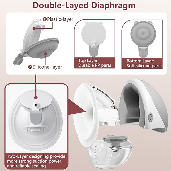 1pcs Duckbill Valves and 1pcs Diaphragms for Momcozy Upgraded Mobile Flow M9 Breast Pump, BPA Free, The Same As OEM, Replace for Momcozy Upgraded M9 Replacement Parts, Not Original Parts, 2pcs Gray