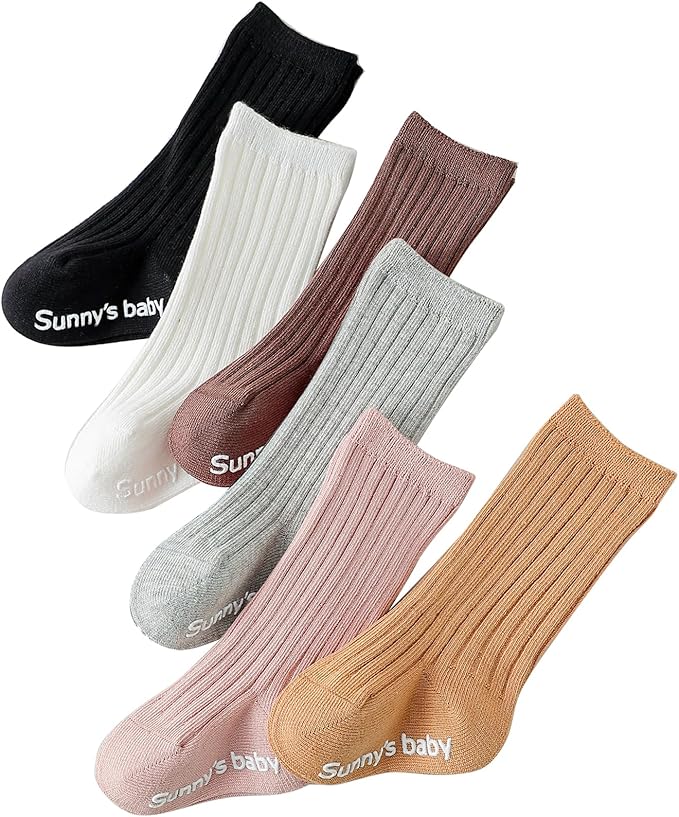 Zumou Toddler Knee High Socks Non Slip Anti Skid Baby Boy Girls Seamless Long Stockings