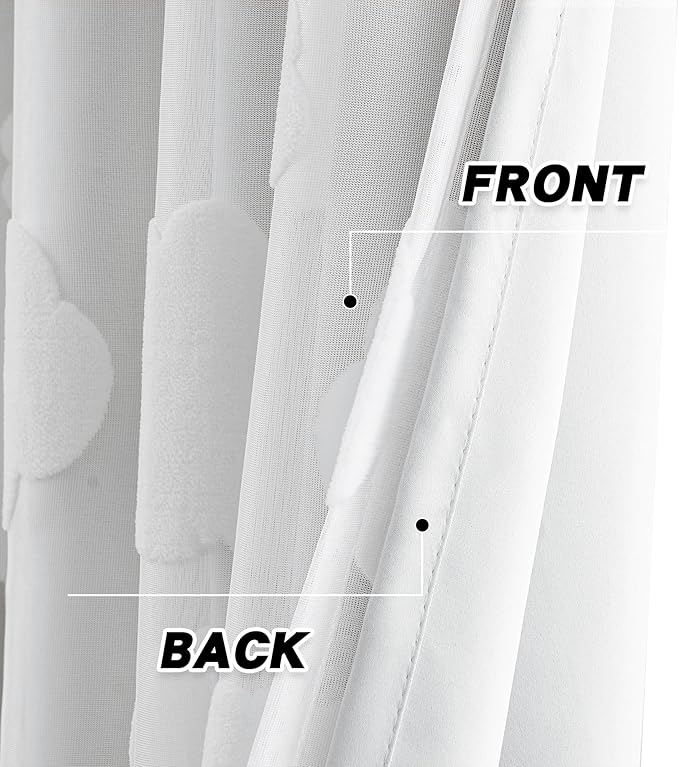 White Light Blocking Curtains for Bedroom with Sheer Overlay 95 Inch Double Layer Kids Room Decor Drapes Grommet Nursery Curtains 2 Panels Set 52 x 95 Inch