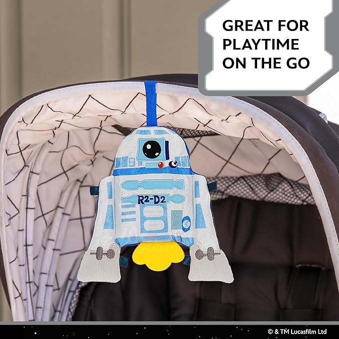 Kids Preferred Star Wars R2-D2 On The Go Sensory Toy – with Teether, Crinkle Sounds, Tactile Ribbons, On The Go Strap, for Ages 0 yrs+