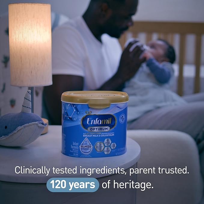 Enfamil Optimum (Enspire), Our Closest Formula to Breast Milk, Immune-Supporting Lactoferrin and Brain-Supporting DHA Baby Formula, Powder 20.5 Oz Tub, Pack of 4