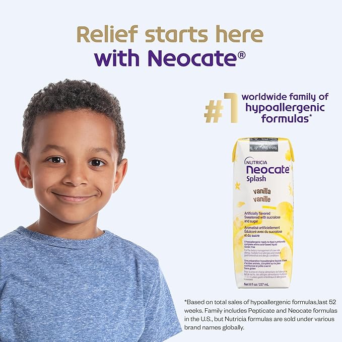 Nutricia Neocate Splash - Ready-to-Feed Hypoallergenic, Amino Acid-Based Toddler and Junior Formula - Tropical Fruit - 8 fl oz (Case of 27)