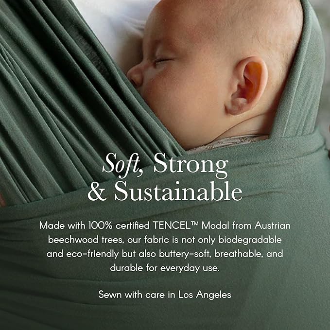 Solly Baby Wrap, Buttery-Soft Baby Carrier Newborn to Toddler 8-25 Lbs., Lightweight & Hands-Free Infant Sling Wrap, Breathable Carrier, Baby Wearing & Postpartum Essential, New Mom Gift, Sage Chequer