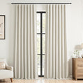 Topfinel Natural Linen Blackout Curtains with Back Tab for Tracks 96 Inch Long, Room Darkening Memory Trained Linen Drapes, Elegant Noise Cancelling Patio Door Curtains, Cream Beige,52" W*96" L