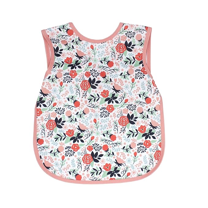 BapronBaby Vintage Rose Bapron - No Neck Tie Safer Bib for Baby & Toddler - Soft Waterproof Stain Resistant - Machine Washable - Sz Baby/Toddler 6m-3T