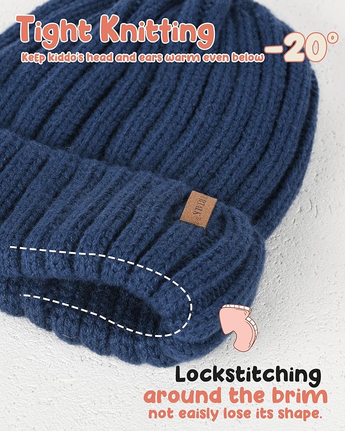 FURTALK Kids Winter Hat Toddler Knitted Beanie with Faux Fur Pom Poms for Baby Girls Boys