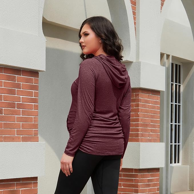 GINKANA Maternity Hoodie Long Sleeves Shirts Casual Maternity Top Pregnancy Sweatshirt Casual Clothes