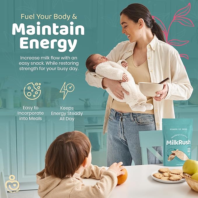 Milkrush Lactation Support for Breastfeeding - Oats Seeds & Almond Lactation Drink Mix - Milk Booster for Breastfeeding Superfood Mix with Omega 3, Iron & Calcium - Kosher Certified - 26oz Bag