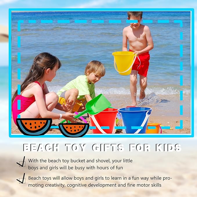 40 Pack Beach Bucket and Shovel Set Mini Plastic Buckets Sand Shovel Sand Pail Bulk for Kids Summer Seaside Beach Pool Party