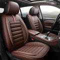 OASIS AUTO Car Seat Covers Premium Waterproof Faux Leather Cushion Universal Accessories Fit SUV Truck Sedan Automotive Vehicle Auto Interior Protector Front Pair (OS-001 Brown)