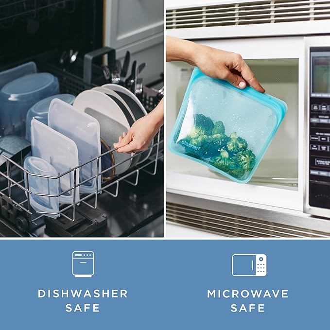 Stasher Premium Silicone Reusable Food Storage Bowl, Clear, Microwave, Sous Vide, Dishwasher, Oven and Freezer Safe, BPA Free, Leak-free, Eco-friendly, 8-Cup Bowl