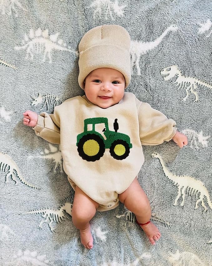 VISGOGO Newborn Infant Baby Boy Girls Oversized Romper Little Dude Sweater Onesie Coming Home Outfit Neutral Clothes