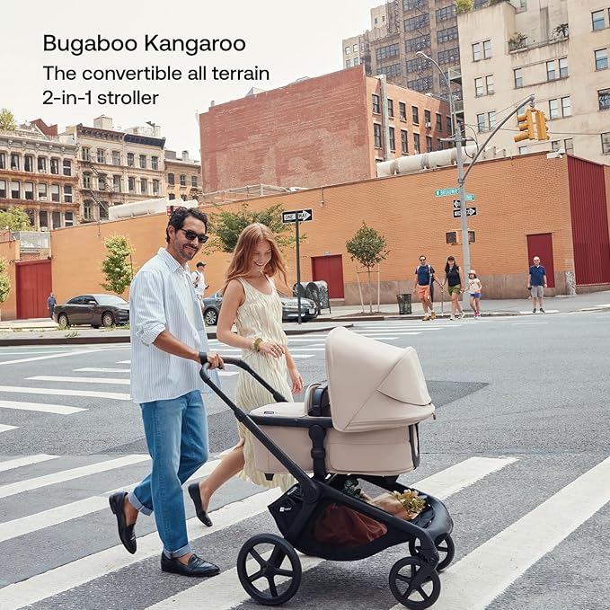 Bugaboo Kangaroo All-Terrain Single-to-Double Tandem Stroller for Infant and Toddler, for Up to Three Kids, XL Wheels, One-Hand Operation, Large Bassinet, XL Underseat Storage (Moon Grey)