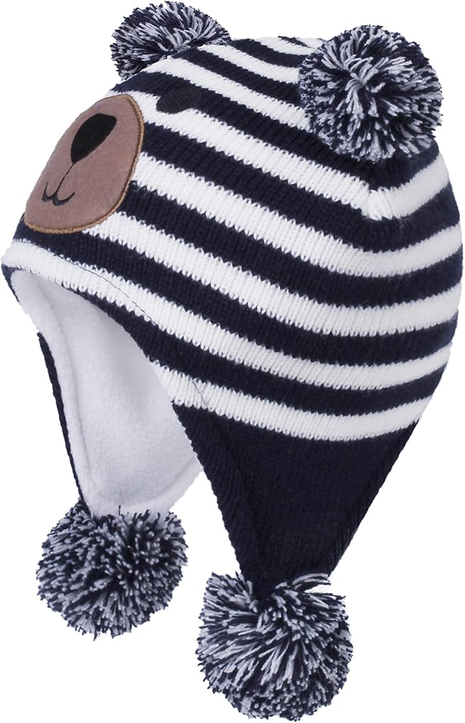 LANGZHEN Toddler Kids Infant Winter Hat,Earflap Knit Warm Cap Fleece Lined Beanie for Baby Boys Girls