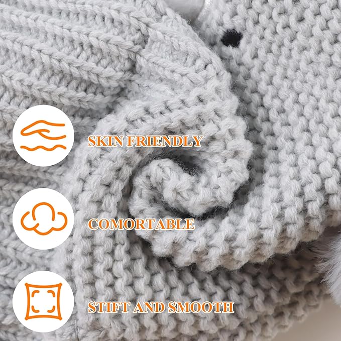 JANGANNSA Cute Bear Baby Beanie Pompom Baby Boys Hat Infant Toddler Winter Knitted Beanies for Girls